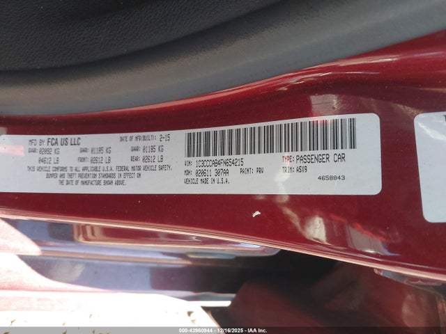 Aukcja sprzedaży 2015 Chrysler 200 Limited, vin: 1C3CCCAB4FN654215, numer aukcji: 43960944