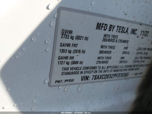 2023 TESLA MODEL X 7SAXCDE52PF370365 Photo 8