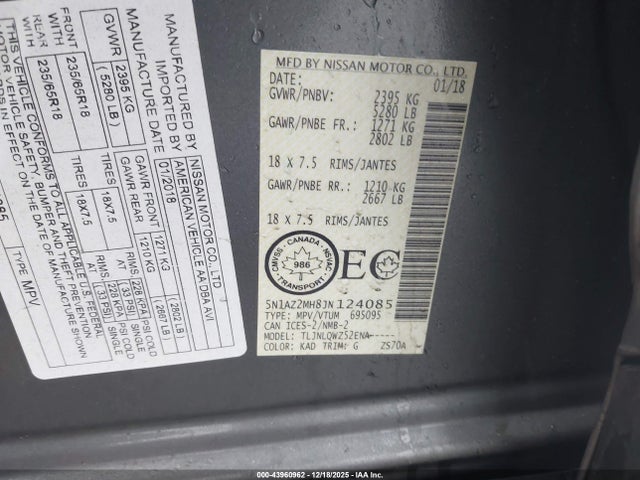 2018 NISSAN MURANO 5N1AZ2MG9JN124085 Photo 8