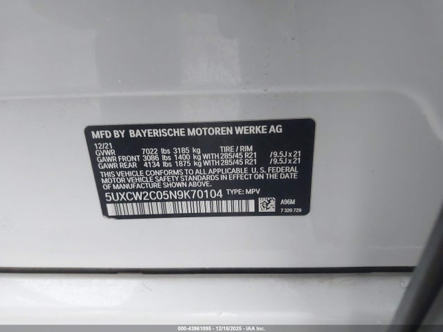 2022 BMW X7 5UXCW2C05N9K70104 Photo 8