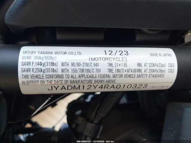 JYADM12Y4RA010323 Yamaha Xtz690