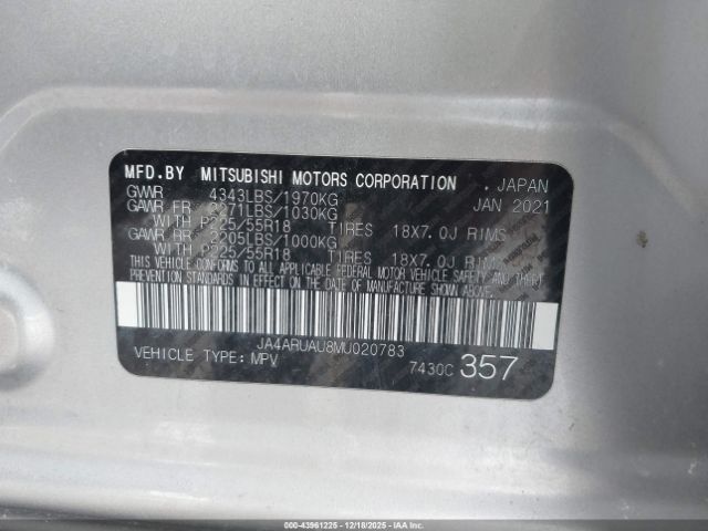 2021 MITSUBISHI OUTLANDER SPORT JA4ARUAU8MU020783 Photo 8