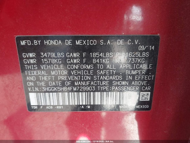 3HGGK5H84FM729903 Honda Fit Ex/ex-l