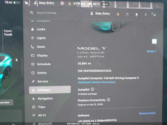 43961302 :رقم المزاد ، 7SAYGDEE8NA014232 vin ، 2022 Tesla Model Y Long Range Dual Motor All-wheel Drive مزاد بيع