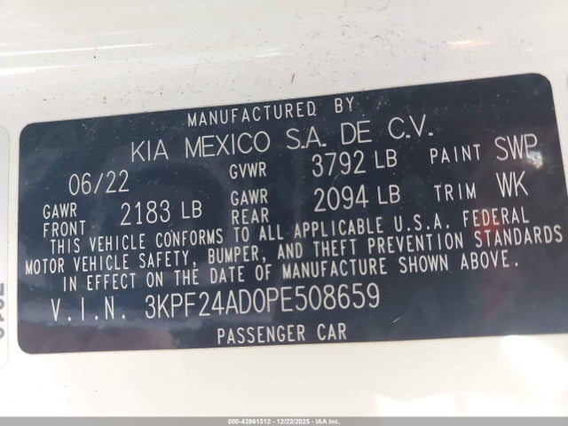 KIA Forte Lxs 2023 3KPF24AD0PE508659 Image 9