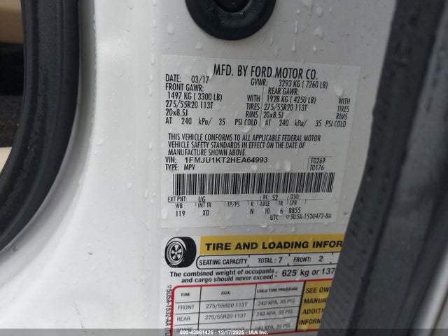 1FMJU1KT2HEA64993 Ford Expedition Limited