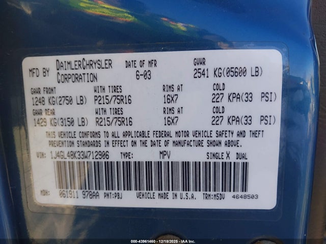 2003 JEEP LIBERTY 1J4GL48K33W712906 Photo 8