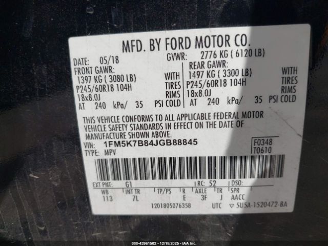 2018 FORD EXPLORER 1FM5K7B84JGB88845 Photo 8