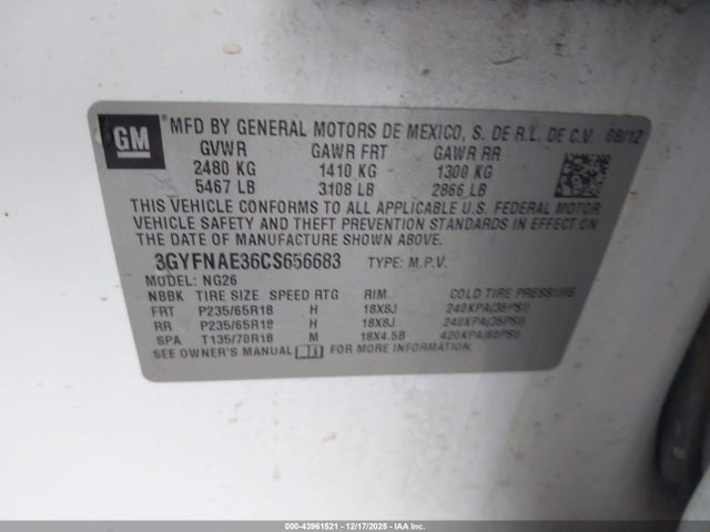 2012 CADILLAC SRX 3GYFNAE36CS656683 Photo 8