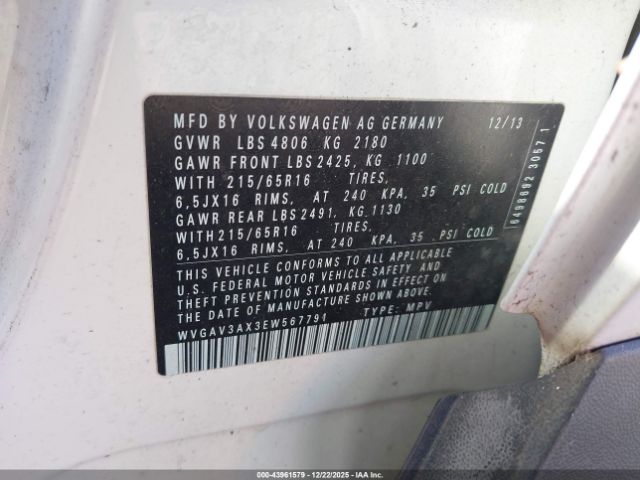 2014 VOLKSWAGEN TIGUAN WVGAV3AX3EW567791 Photo 8