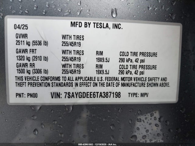 2026 TESLA MODEL Y 7SAYGDEE6TA387198 Photo 8
