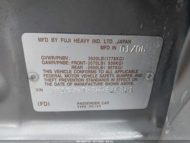 2006 SUBARU IMPREZA JF1GD67686H515361 Photo 8