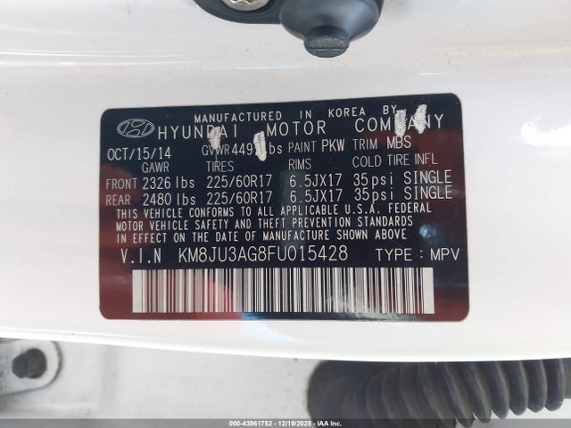 KM8JU3AG8FU015428 Hyundai TUCSON SE