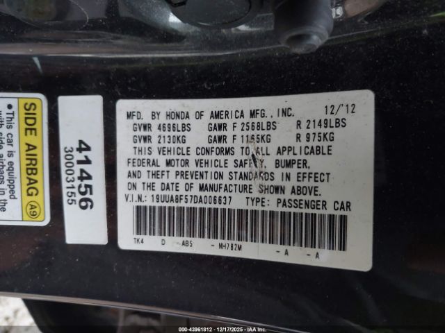 2013 ACURA TL 19UUA8F57DA006637 Photo 8