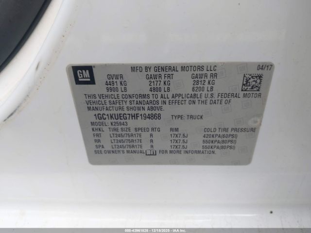 2017 CHEVROLET SILVERADO 2500HD 1GC1KUEG7HF194868 Photo 8