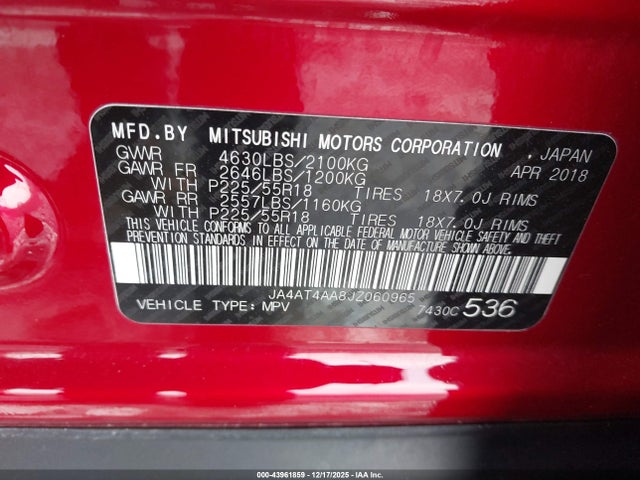 2018 MITSUBISHI ECLIPSE CROSS JA4AT4AA8JZ060965 Photo 8