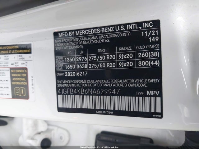 4JGFB4KB6NA629947 Mercedes-Benz Gle 350 4matic