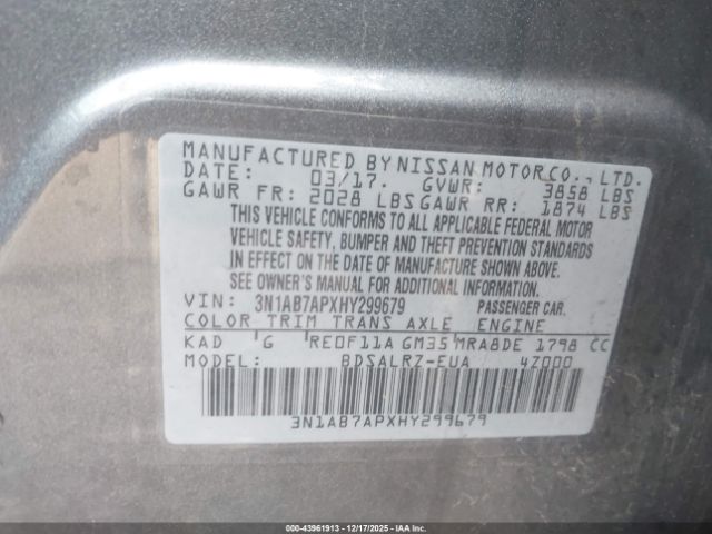 2017 NISSAN SENTRA 3N1AB7APXHY299679 Photo 8