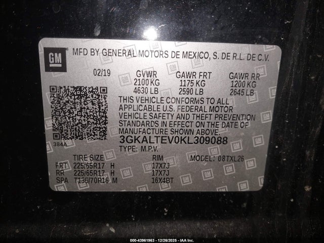 43961963 :رقم المزاد ، 3GKALTEV0KL309088 vin ، 2019 Gmc Terrain Sle مزاد بيع
