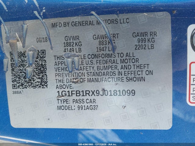 2018 CHEVROLET CAMARO 1G1FB1RX9J0181099 Photo 8