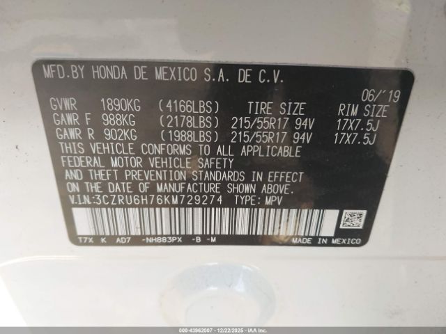 2019 HONDA HR-V 3CZRU6H76KM729274 Photo 8