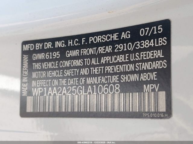 2016 PORSCHE CAYENNE WP1AA2A25GLA10608 Photo 8