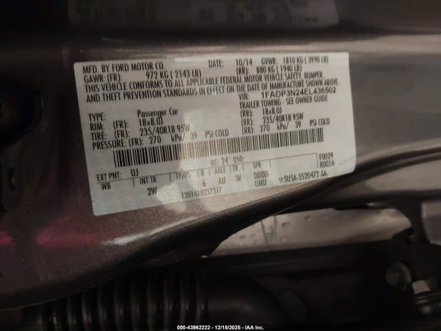 1FADP3N24EL436502 Ford Focus Titanium