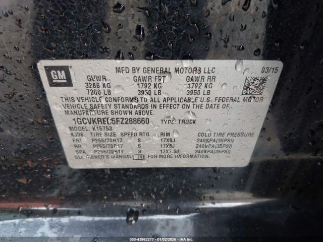 2015 CHEVROLET SILVERADO 1500 1GCVKREC5FZ288660 Photo 8