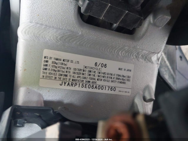 2006 YAMAHA FJR1300 JYARP15E06A001760 Photo 9