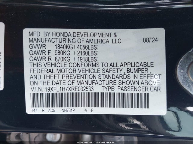 19XFL1H7XRE032533 Honda Civic Ex-l