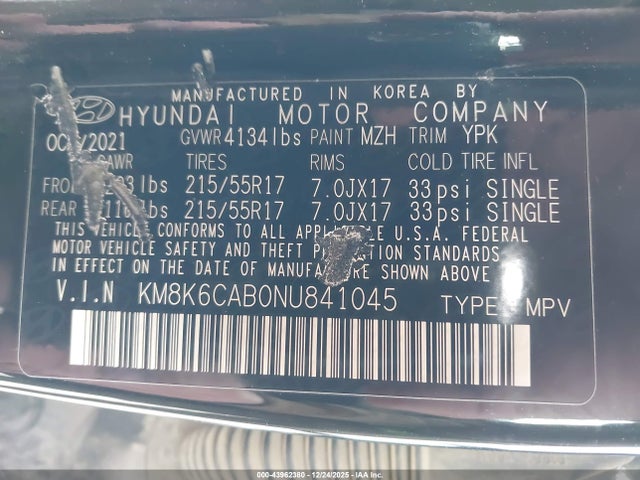 2022 HYUNDAI KONA KM8K6CAB0NU841045 Photo 8