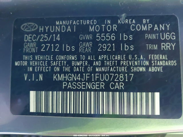 KMHGN4JF1FU072817 Hyundai Genesis 5.0