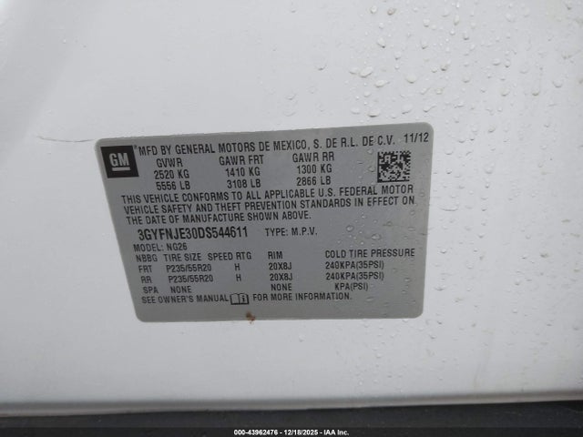 2013 CADILLAC SRX 3GYFNJE30DS544611 Photo 8