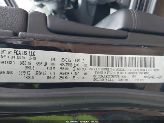 Jeep Grand Cherokee Limited 4x2 2019 1C4RJEBG2KC657136 Image 9