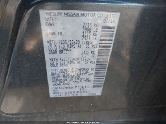 2014 NISSAN PATHFINDER 5N1AR2MM3EC719053 Photo 8