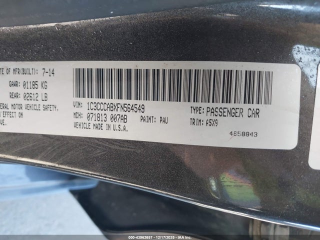 Продажа на аукционе авто 2015 Chrysler 200 Limited, vin: 1C3CCCABXFN564549, номер лота: 43962657