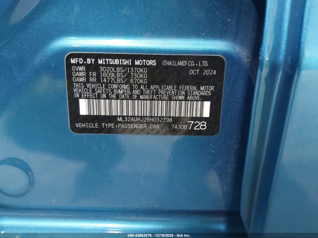 2024 MITSUBISHI MIRAGE ML32AUHJ2RH032198 Photo 8