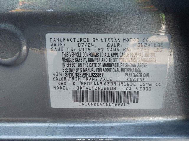 Nissan Versa 1.6 Sv 2024 3N1CN8EV9RL922867 Image 9