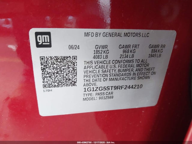 1G1ZG5ST9RF244210 Chevrolet Malibu Fwd Rs