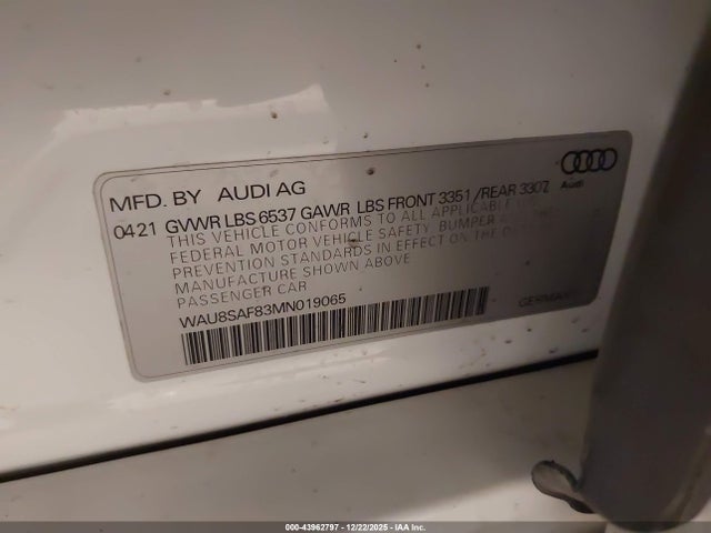 2021 AUDI S8 WAU8SAF83MN019065 Photo 8