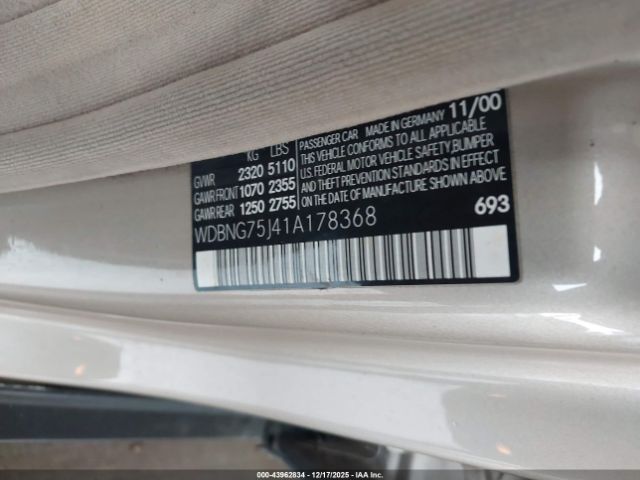 2001 MERCEDES-BENZ S 500 WDBNG75J41A178368 Photo 8