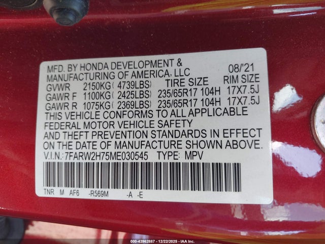 7FARW2H75ME030545 Honda Cr-v Awd Special Edition