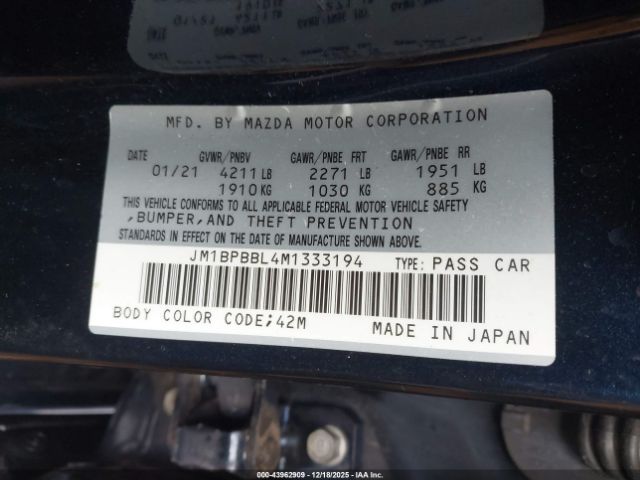 2021 MAZDA MAZDA3 JM1BPBBL4M1333194 Photo 8
