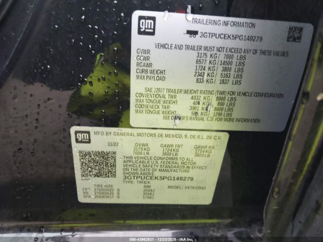 2023 GMC SIERRA 1500 3GTPUCEK5PG149279 Photo 8