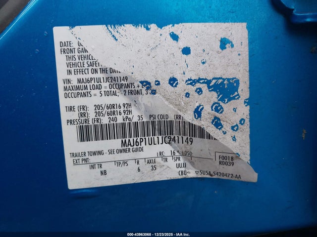 MAJ6P1UL1JC241149 Ford Ecosport Se