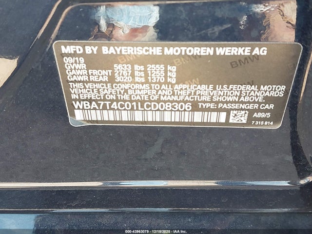 BMW 740i Xdrive 2020 WBA7T4C01LCD08306 Image 9