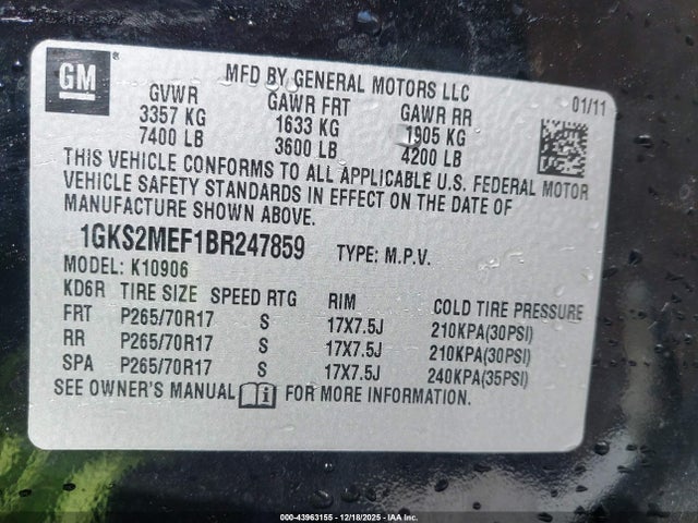 2011 GMC YUKON XL 1500 1GKS2MEF1BR247859 Photo 8