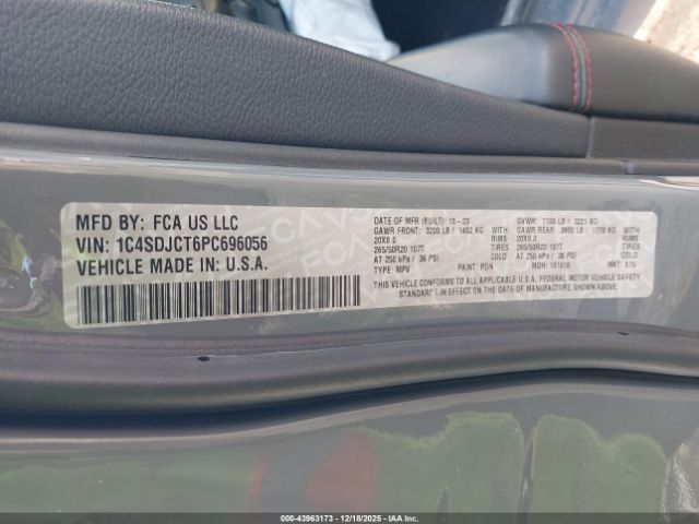 2023 DODGE DURANGO 1C4SDJCT6PC696056 Photo 8