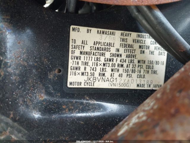 1999 KAWASAKI VN1500 JKBVNAG12XA013189 Photo 9