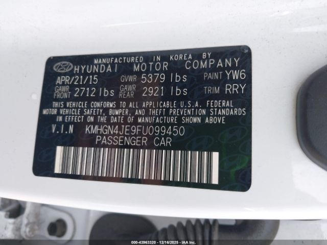 2015 HYUNDAI GENESIS KMHGN4JE9FU099450 Photo 8